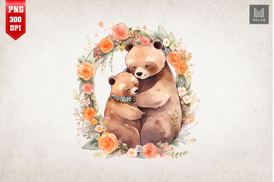 Mother Bear &amp; Baby Bear Watercolor 4