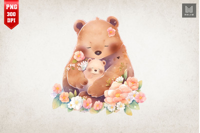 Mother Bear &amp; Baby Bear Watercolor 7
