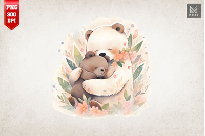 Mother Bear &amp; Baby Bear Watercolor 9