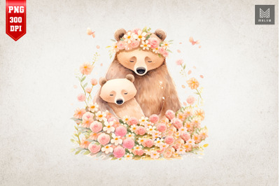 Mother Bear &amp; Baby Bear Watercolor 16