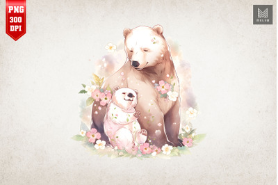 Mother Bear &amp; Baby Bear Watercolor 18