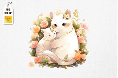 Mother Cat &amp;amp; Baby Cat Watercolor 19