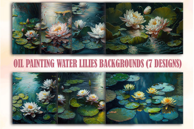 Oil Painting Water Lilies In Pond Backgrounds