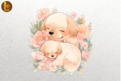 Mother Dog &amp; Baby Dog Watercolor 12