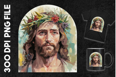 Jesus With A Crown Of Flowers