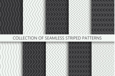 Monochrome striped seamless patterns
