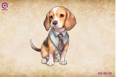 Beagle Dog Wearing Tie