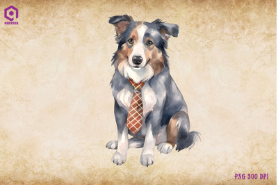 Border Collie Dog Wearing Tie