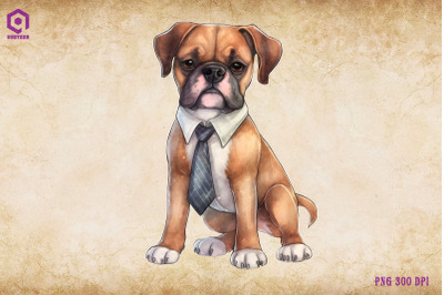 Boxer Dog Wearing Tie