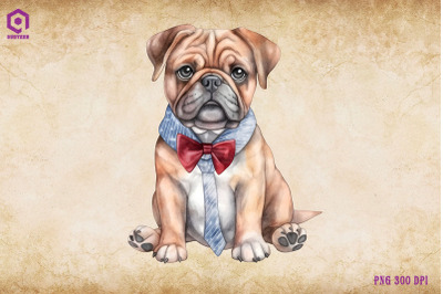 Bulldog Dog Wearing Tie