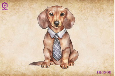 Dachshund Dog Wearing Tie