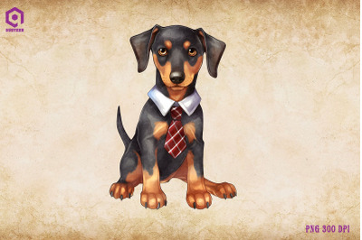 Doberman Pinscher Dog Wearing Tie