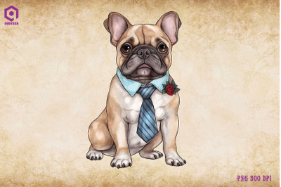 French Bulldog Dog Wearing Tie