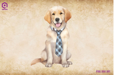 Golden Retriever Dog Wearing Tie
