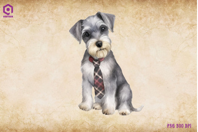 Miniature Schnauzer Dog Wearing Tie