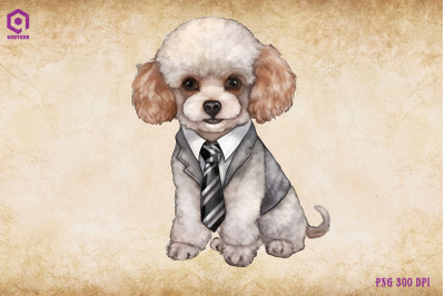 Poodle Dog Wearing Tie