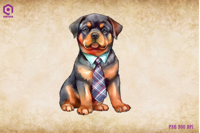 Rottweiler Dog Wearing Tie