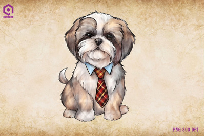 Shih Tzu Dog Wearing Tie