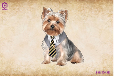 Yorkshire Terrier Dog Wearing Tie