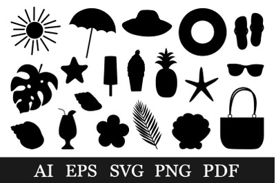 Summer silhouette. Beach holiday silhouette. Summer SVG