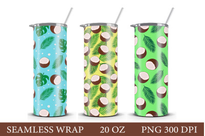 Coconut Tumbler Wrap. Tropical leaves Tumbler Wrap