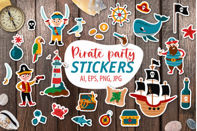 Pirate party &2F; Printable Stickers Cricut Design