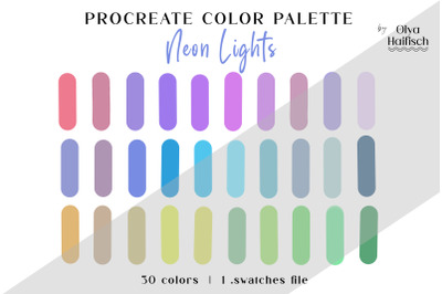 Neon Procreate Color Palette. Trendy Color Swatches