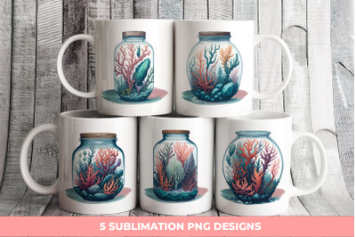 Coral Micro Worlds In Jar Bundle | Sublimation PNG