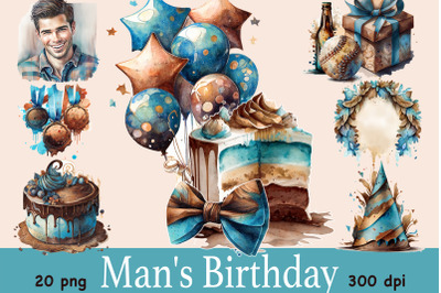 Mans Birthday Clipart | Birthday Sublimation PNG Bundle