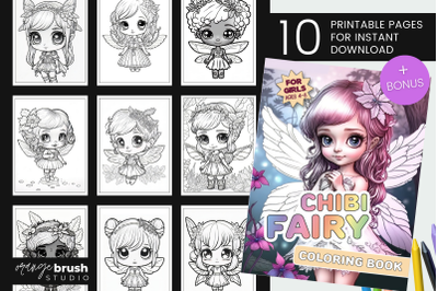 Fairies Coloring Page Bundle&2C; Printable Kids Coloring Book