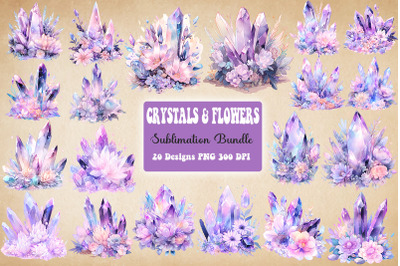 Crystals &amp; Flowers Watercolor Bundle