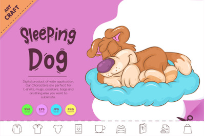 Sleeping Cartoon Dog. Clipart.