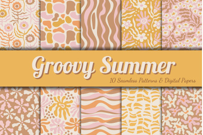Groovy Summer Seamless Patterns
