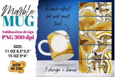 Coffee sublimation mug. Brown and gold marble 5 design PNG