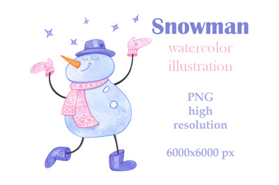 snowman watercolor illustration