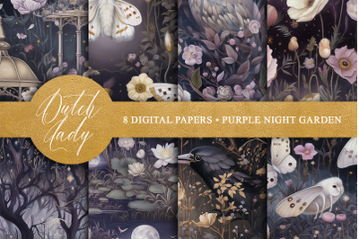 Purple Night Garden Seamless Patterns