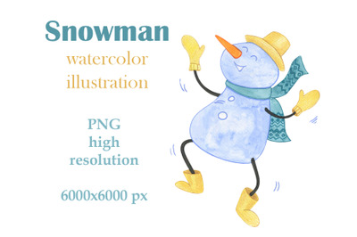 snowman watercolor illustration
