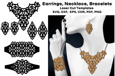Earrings, Bracelets, Necklace SVG Cutting Files. Jewelry SVG