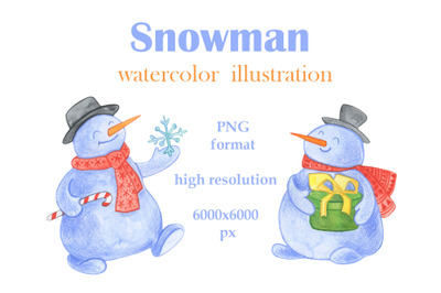 snowmans. watercolor illustrations