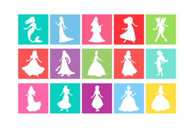 17 Princess Stencil, Princess Digital Stencil Templates SVG PNG.