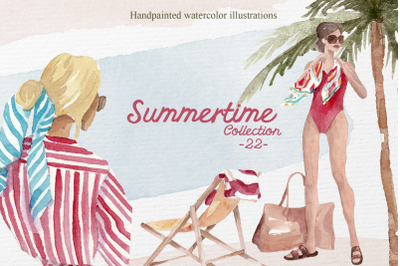 Summertime watercolor clipart