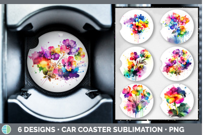 Rainbow Begonia Flowers Car Coaster | Sublimation Coaster Designs Bund