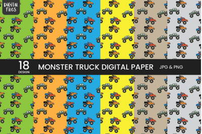 Monster Truck Digital Paper | 18 Variations