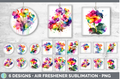 Rainbow Begonia Flowers Air Freshener | Sublimation Car Freshener Desi