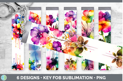 Rainbow Begonia Flowers Key Fob | Sublimation Wristlet Designs Bundle