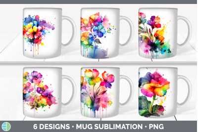 Rainbow Begonia Flowers Mug Wrap | Sublimation Coffee Cup Designs Bund