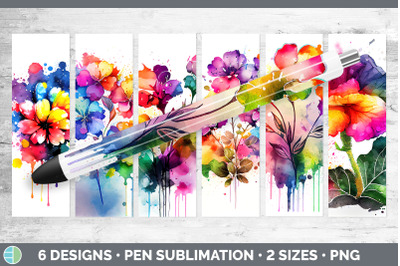 Rainbow Begonia Flowers Pen Wrap | Sublimation Epoxy Pen Designs Bundl