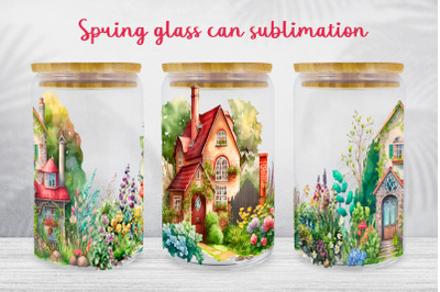 Spring glass can wrap Floral garden libbey can sublimation