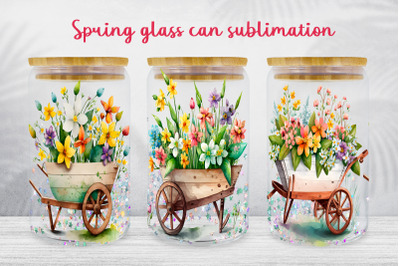 Garden glass can wrap Spring wheel libbey can sublimation