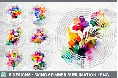 Rainbow Begonia Flowers Wind Spinner | Sublimation Spinner Designs Bun